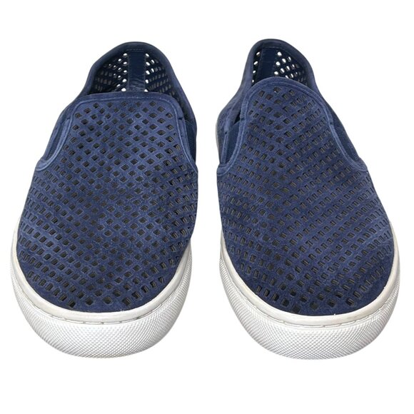 Tory Burch Jesse Perforated Suede Navy Blue Slip-On Sneakers Size 7 - Picture 8 of 14